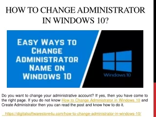 How to Change Administrator in Windows 10
