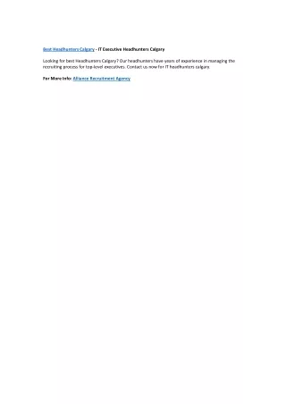 best headhunters calgary it executive headhunters