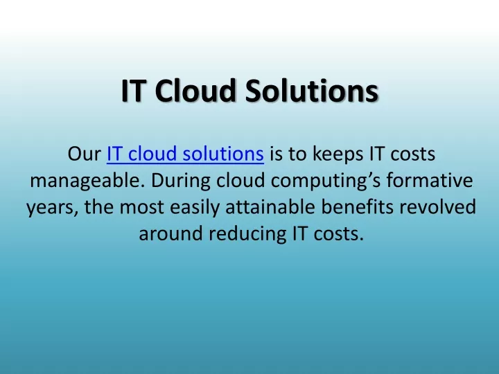 it cloud solutions