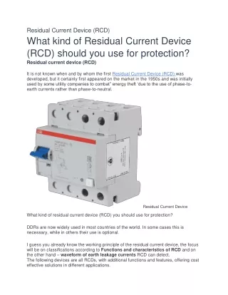What kind of Residual Current Device (RCD) should you use for protection?