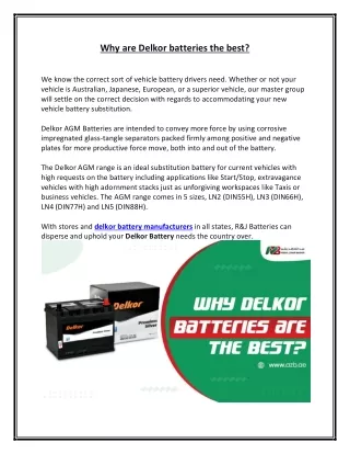 Why are Delkor batteries the best