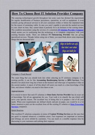 How To Choose Best IT Solution Provider Company