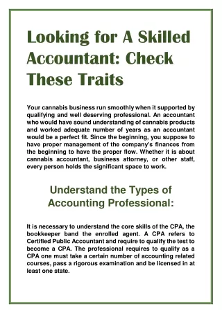 looking for a skilled accountant check these
