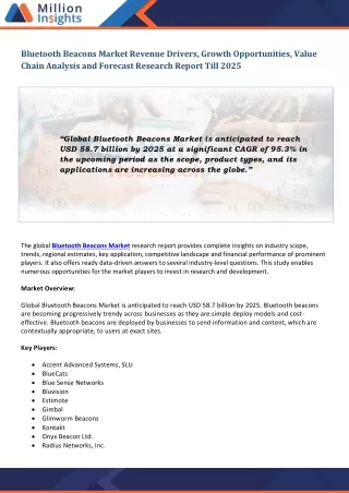 bluetooth beacons market revenue drivers growth