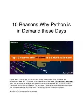 10 Reasons Why Python is in Demand these Days
