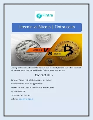 litecoin vs bitcoin fintra co in