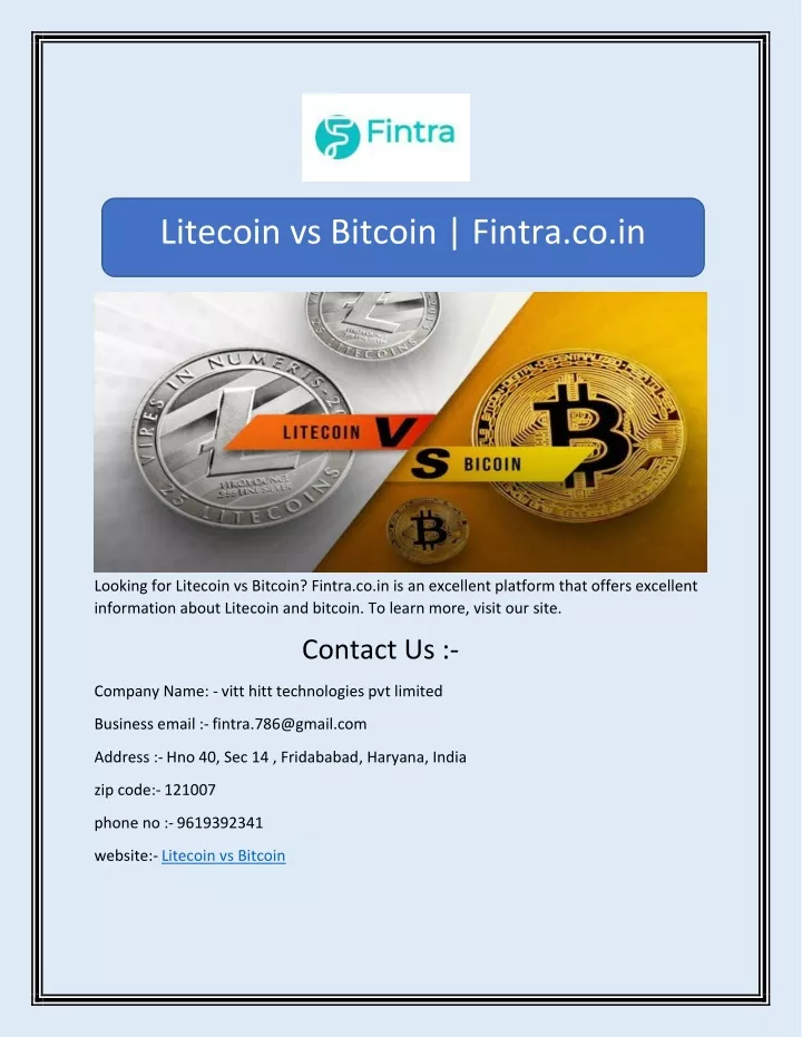 litecoin vs bitcoin fintra co in