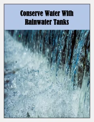 PDF: Conserve Water With Rainwater Tanks