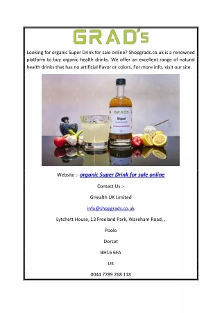 Organic Super Drink for Sale Online | Shopgrads.co.uk