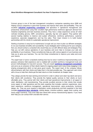 about workforce management consultants you have