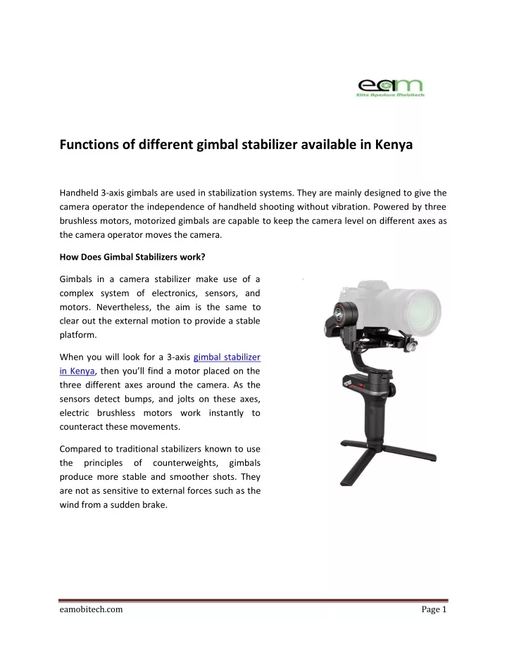 functions of different gimbal stabilizer