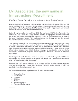 lvi associates the new name in infrastructure