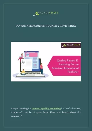 do you need content quality reviewing