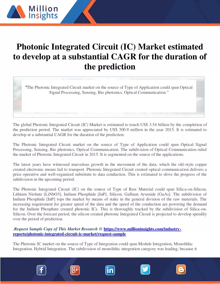 photonic integrated circuit ic market estimated