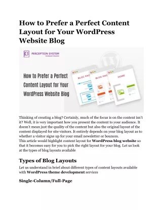 How to Prefer a Perfect Content Layout for Your WordPress Website Blog