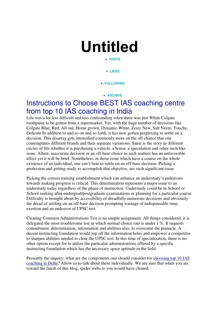 PPT - Instructions to Choose BEST IAS coaching centre in delhi ...