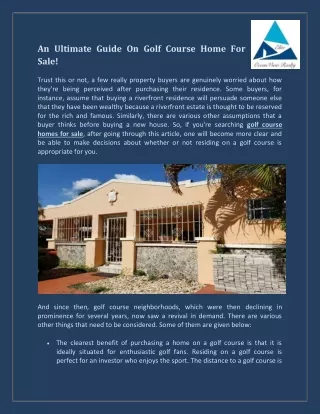 Best Golf Course Communities | Luis Miguel Realtor