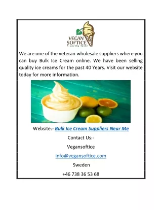 Bulk Ice Cream Suppliers Near Me | Vegan Softice