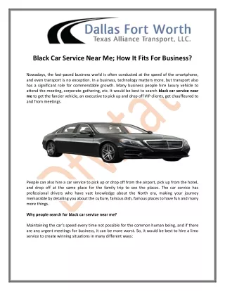 black car service near me how it fits for business