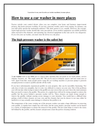 learn how to use your favorite car washer