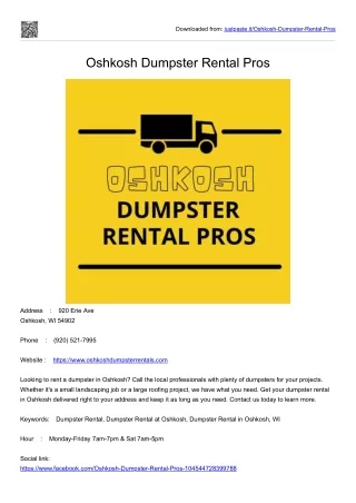 Oshkosh Dumpster Rental Pros