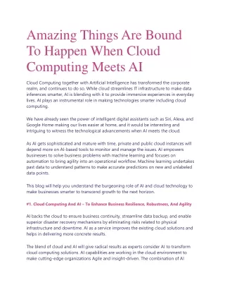 Amazing Things Are Bound To Happen When Cloud Computing Meets AI