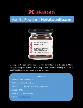 vanilla powder heilalavanilla com