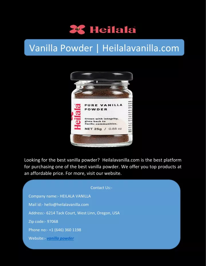 vanilla powder heilalavanilla com