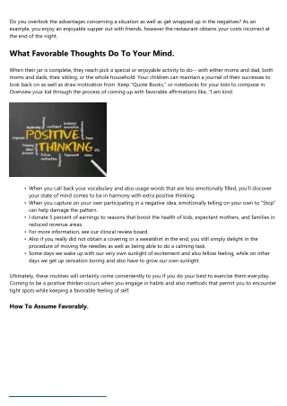 Exactly How To Believe Favorable Thoughts When Feeling Unfavorable