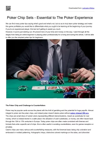Poker Chip Sets - Essential to The Poker Experience