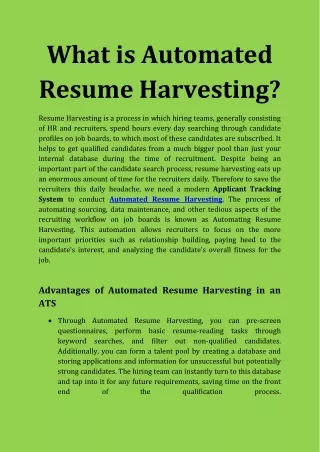 what is automated resume harvesting