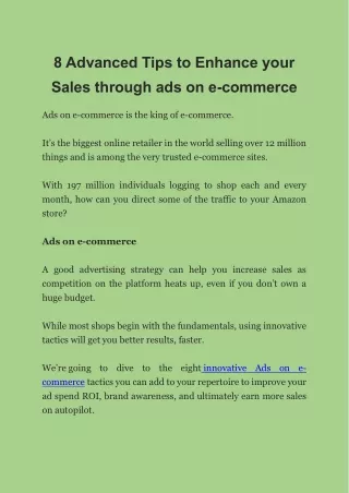 8 advanced tips to enhance your sales through