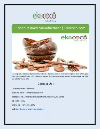 Coconut Bowl Manufacturer | Ekococo.com