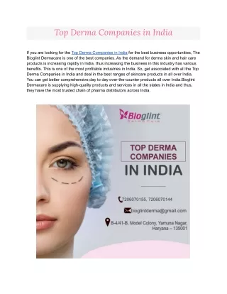 Top Derma Companies in India