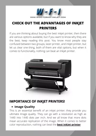Check Out the Advantages of Inkjet Printers