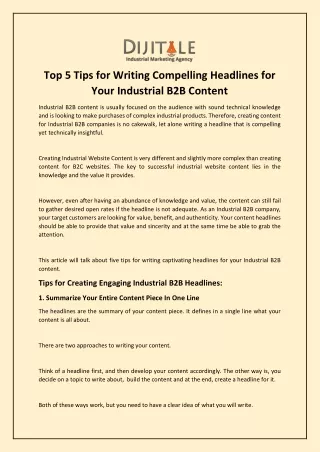 Top 5 Tips for Writing Compelling Headlines for Your Industrial B2B Content