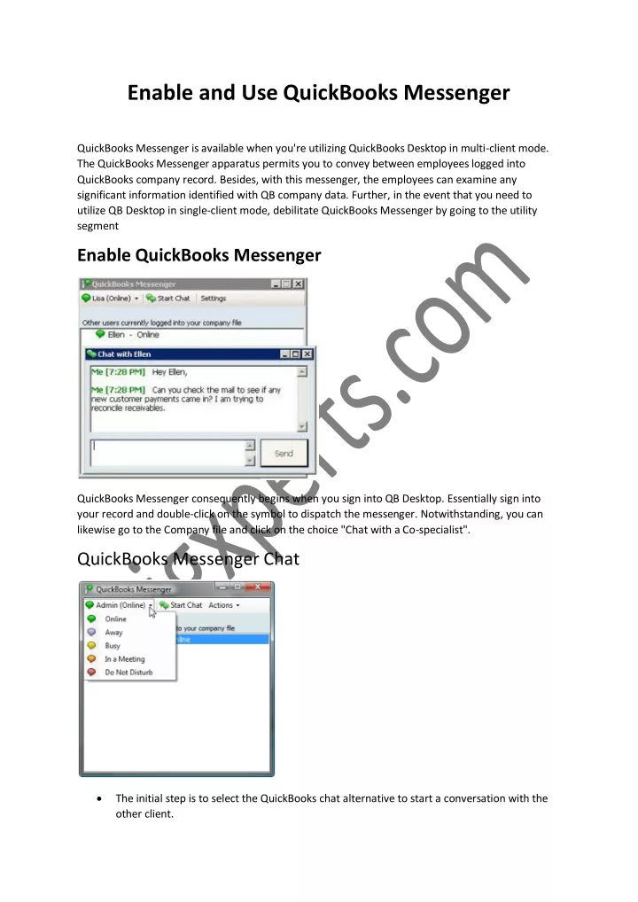 enable and use quickbooks messenger