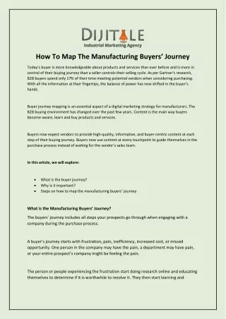 How To Map The Manufacturing Buyers
