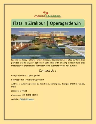 Flats in Zirakpur | Operagarden.in