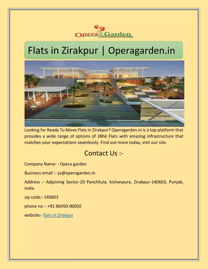 flats in zirakpur operagarden in