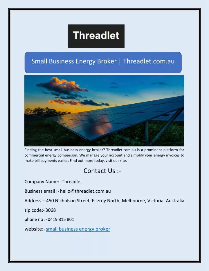 small business energy broker threadlet com au