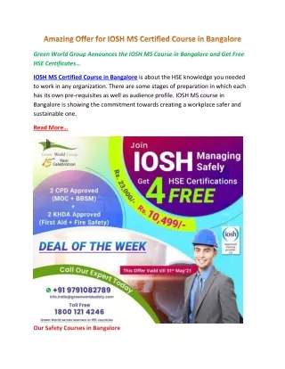 green world group announces the iosh ms course