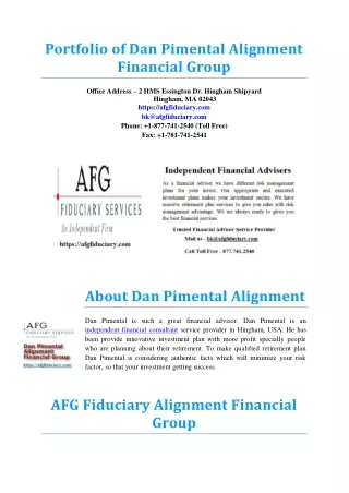 Portfolio of Dan Pimental Alignment Financial Group