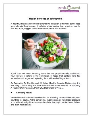 Health benefits of eating well