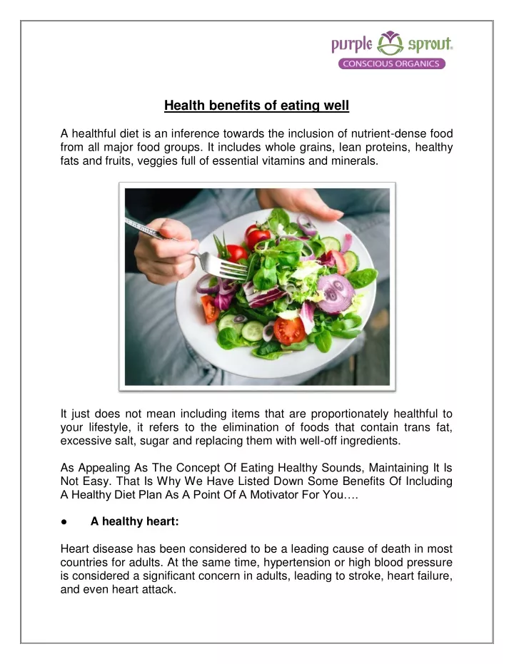 health benefits of eating well