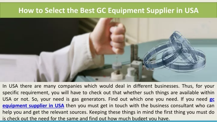 how to select the best gc equipment supplier