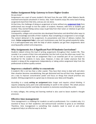 online assignment help gateway to score higher