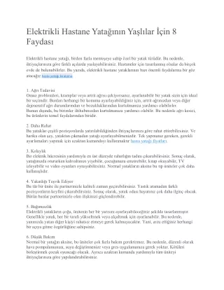 elektrikli hastane yata n n ya l lar in 8 faydas