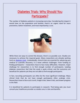 diabetes trials why should you diabetes trials
