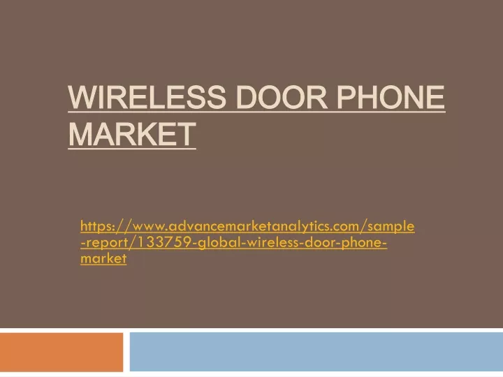wireless door phone market